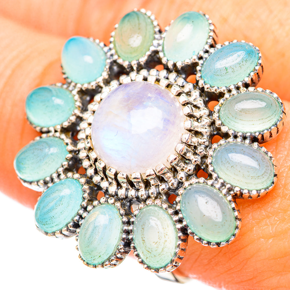 Rainbow Moonstone Rings handcrafted by Anasilvercos - RING115869