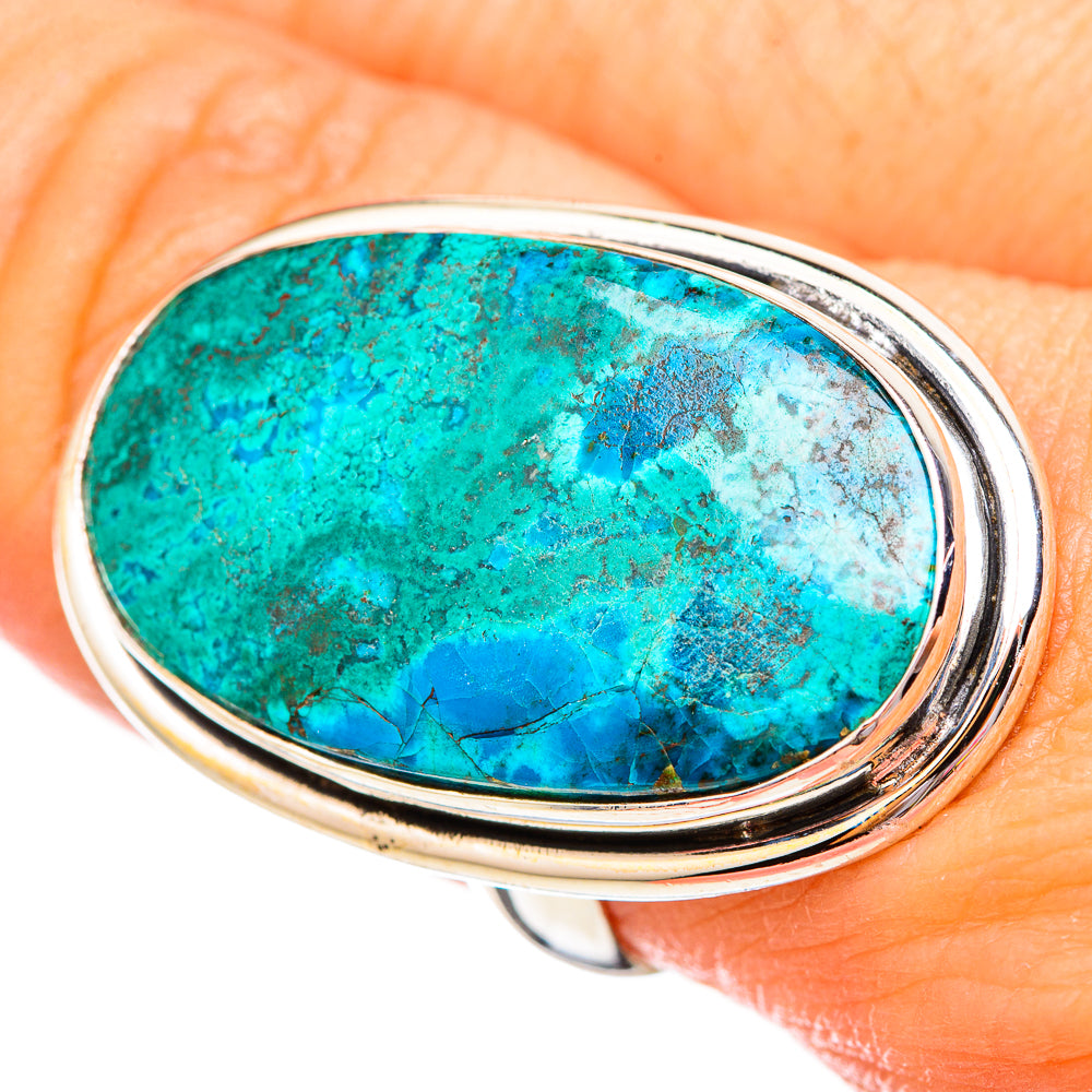 Peruvian Chrysocolla Rings handcrafted by Anasilvercos - RING115894