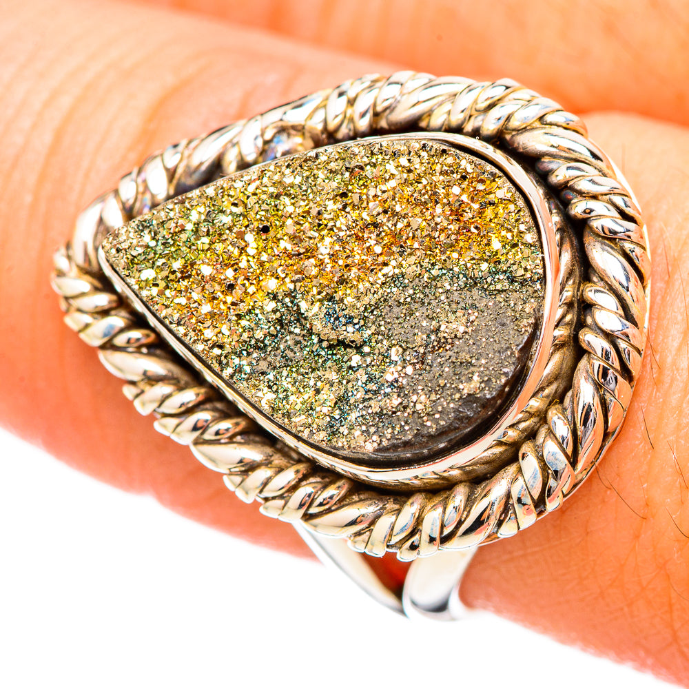 Spectro Pyrite Druzy Rings handcrafted by Anasilvercos - RING115912