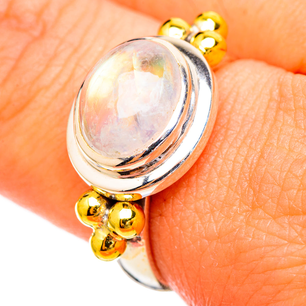 Rainbow Moonstone Rings handcrafted by Anasilvercos - RING115917