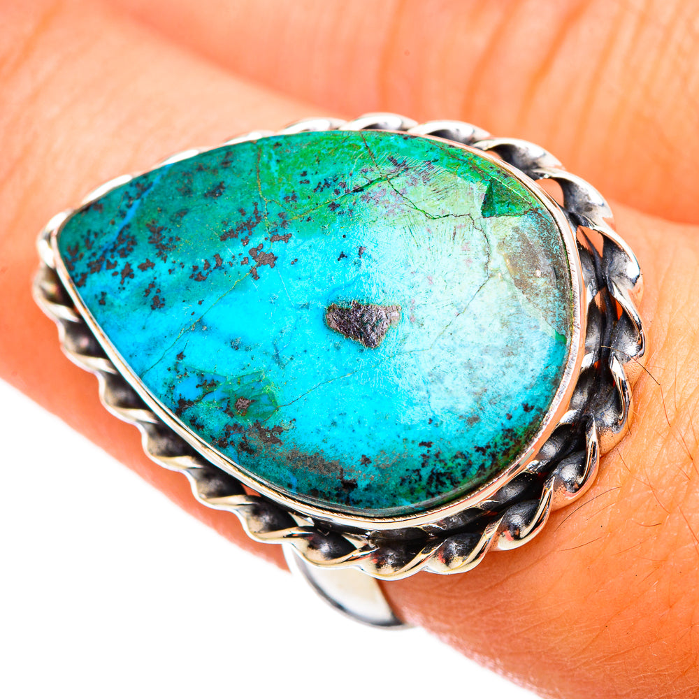 Peruvian Chrysocolla Rings handcrafted by Anasilvercos - RING115927