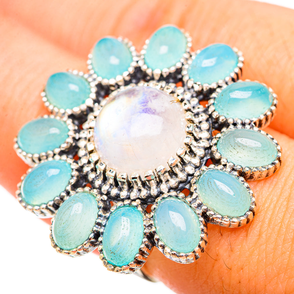 Rainbow Moonstone Rings handcrafted by Anasilvercos - RING115997