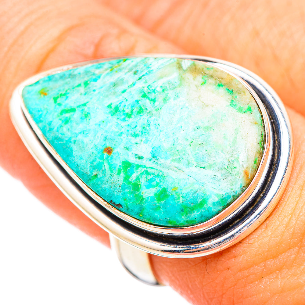 Peruvian Chrysocolla Rings handcrafted by Anasilvercos - RING115998