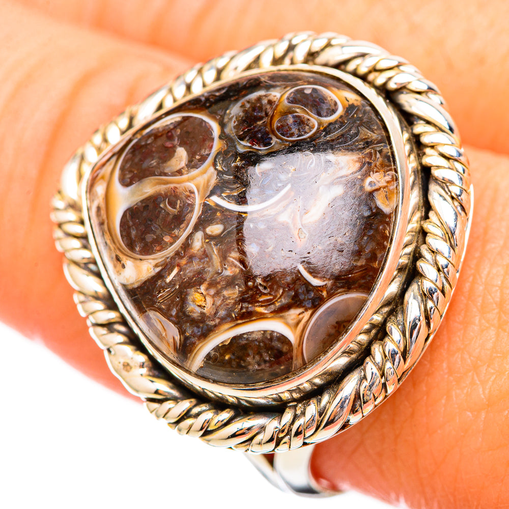Turritella Agate Rings handcrafted by Anasilvercos - RING116011