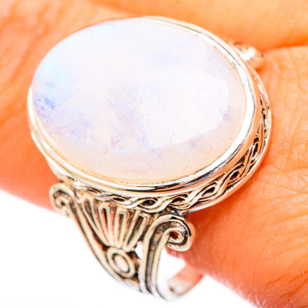 Rainbow Moonstone Rings handcrafted by Anasilvercos - RING116026