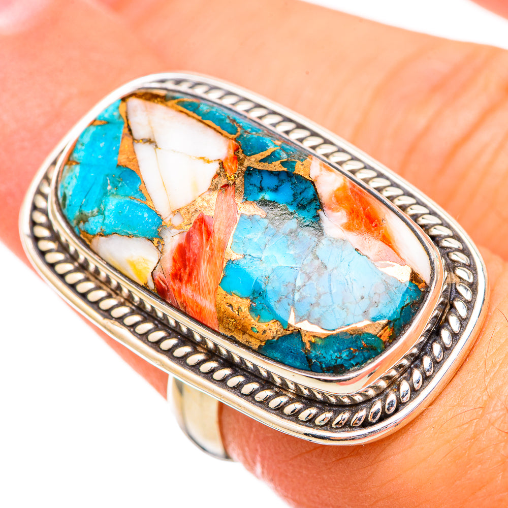 Spiny Oyster Turquoise Rings handcrafted by Anasilvercos - RING116029