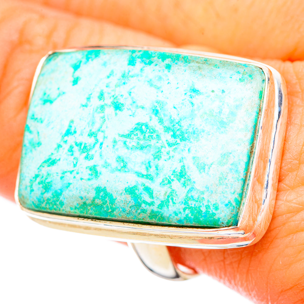 Peruvian Chrysocolla Rings handcrafted by Anasilvercos - RING116038