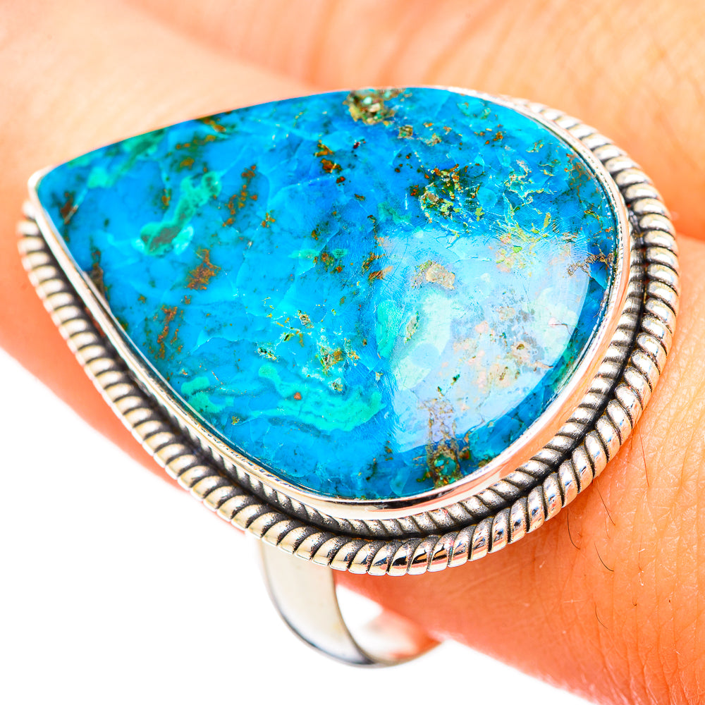 Peruvian Chrysocolla Rings handcrafted by Anasilvercos - RING116075