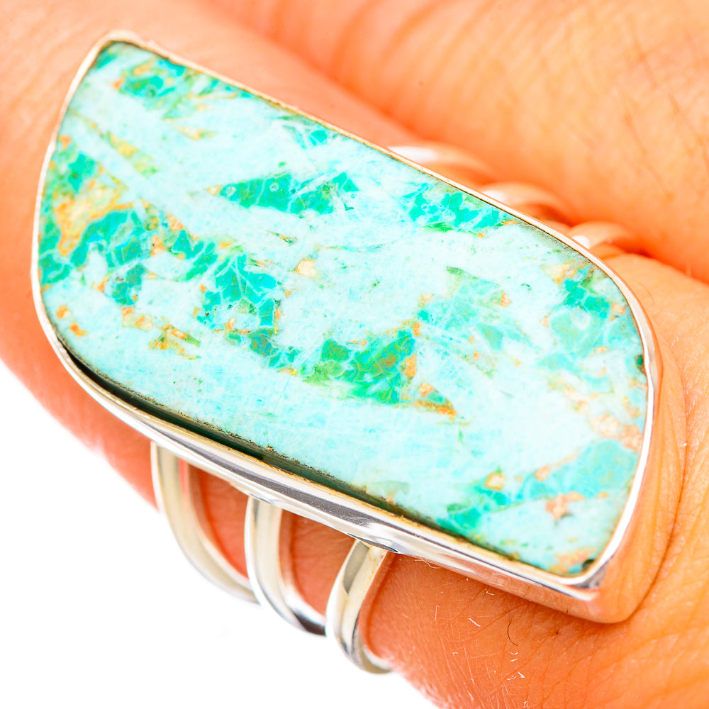 Peruvian Chrysocolla Rings handcrafted by Anasilvercos - RING116115