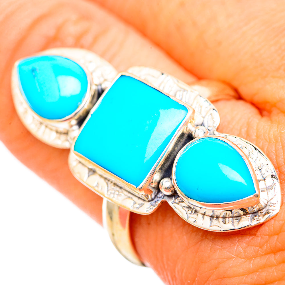 Sleeping Beauty Turquoise Rings handcrafted by Anasilvercos - RING116135