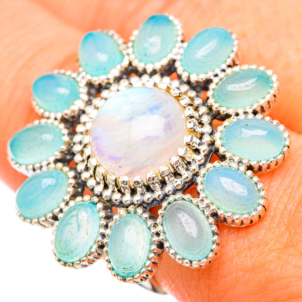 Rainbow Moonstone Rings handcrafted by Anasilvercos - RING116195
