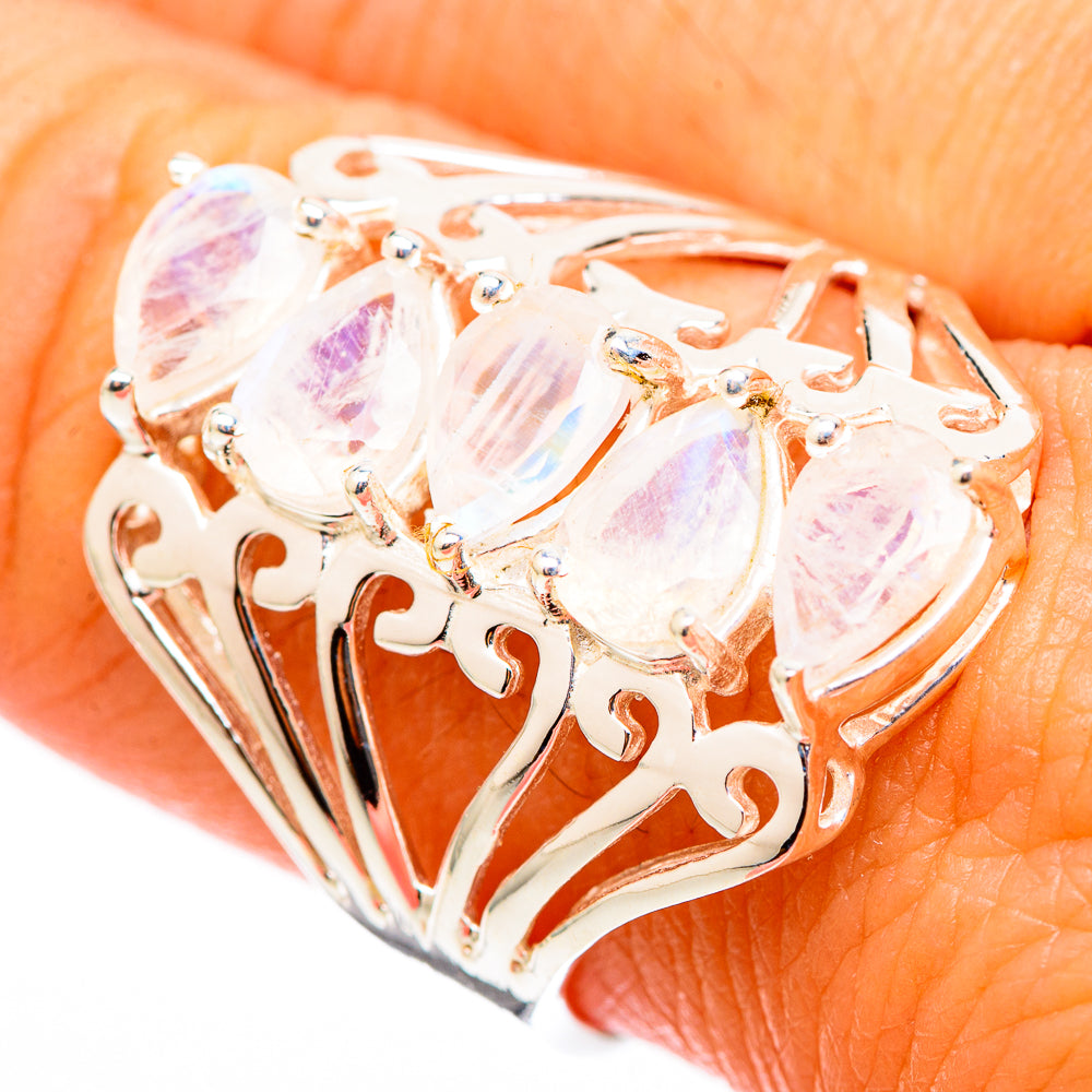 Rainbow Moonstone Rings handcrafted by Anasilvercos - RING116248