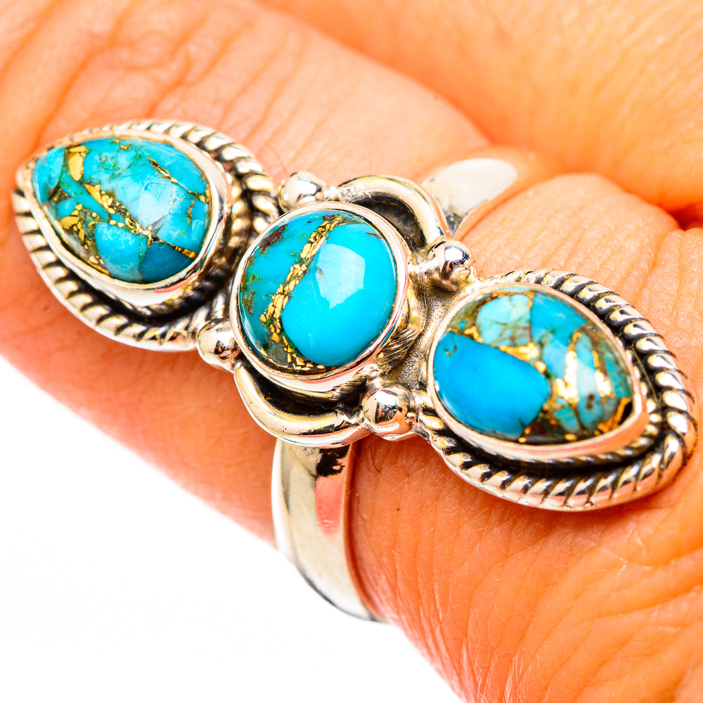 Blue Copper Composite Turquoise Rings handcrafted by Anasilvercos - RING116257