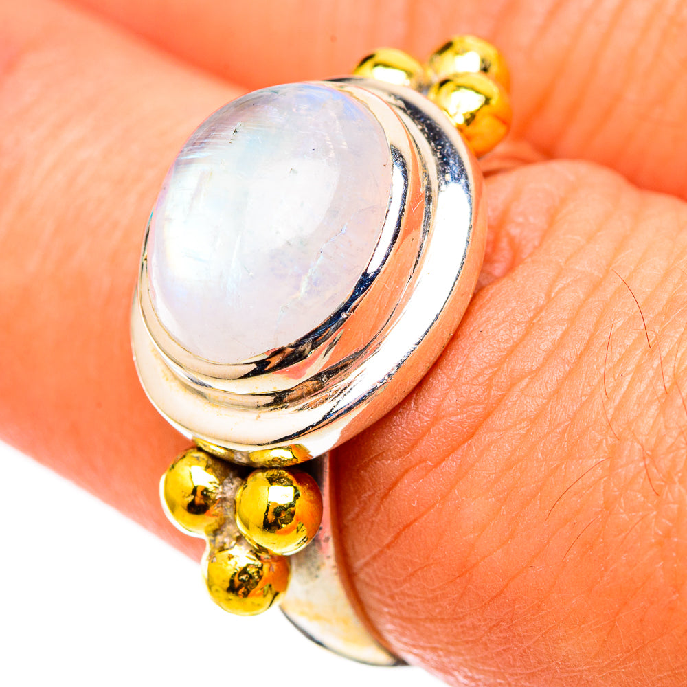 Rainbow Moonstone Rings handcrafted by Anasilvercos - RING116276