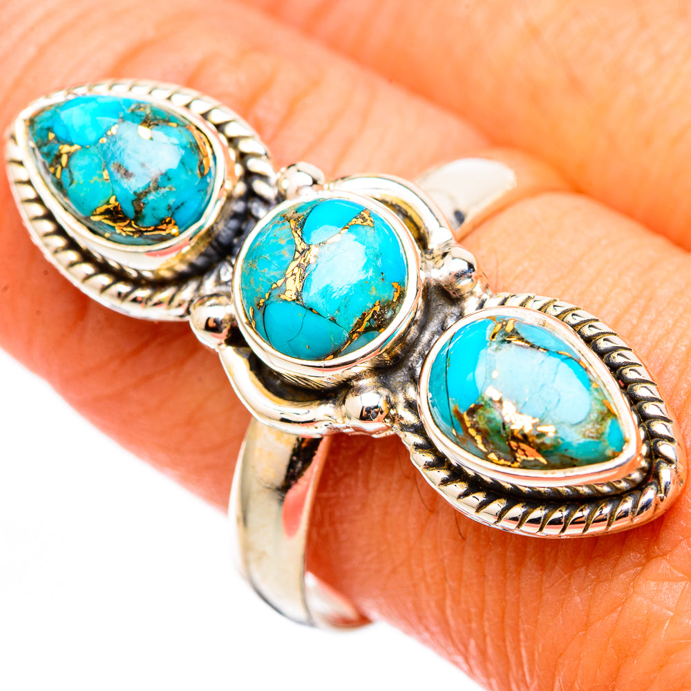 Blue Copper Composite Turquoise Rings handcrafted by Anasilvercos - RING116280