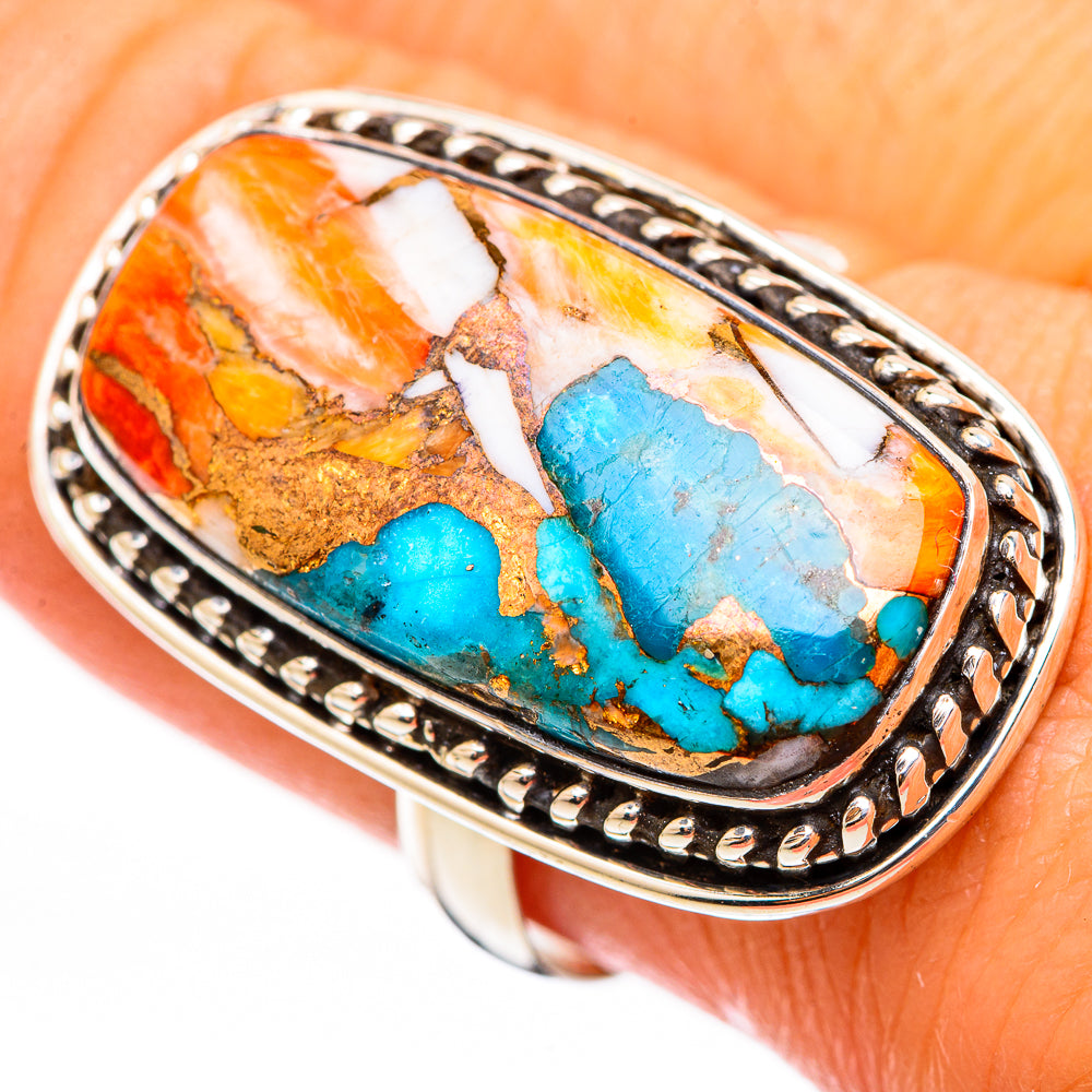 Spiny Oyster Turquoise Rings handcrafted by Anasilvercos - RING116333
