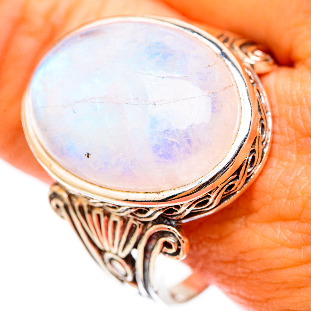 Rainbow Moonstone Rings handcrafted by Anasilvercos - RING116358