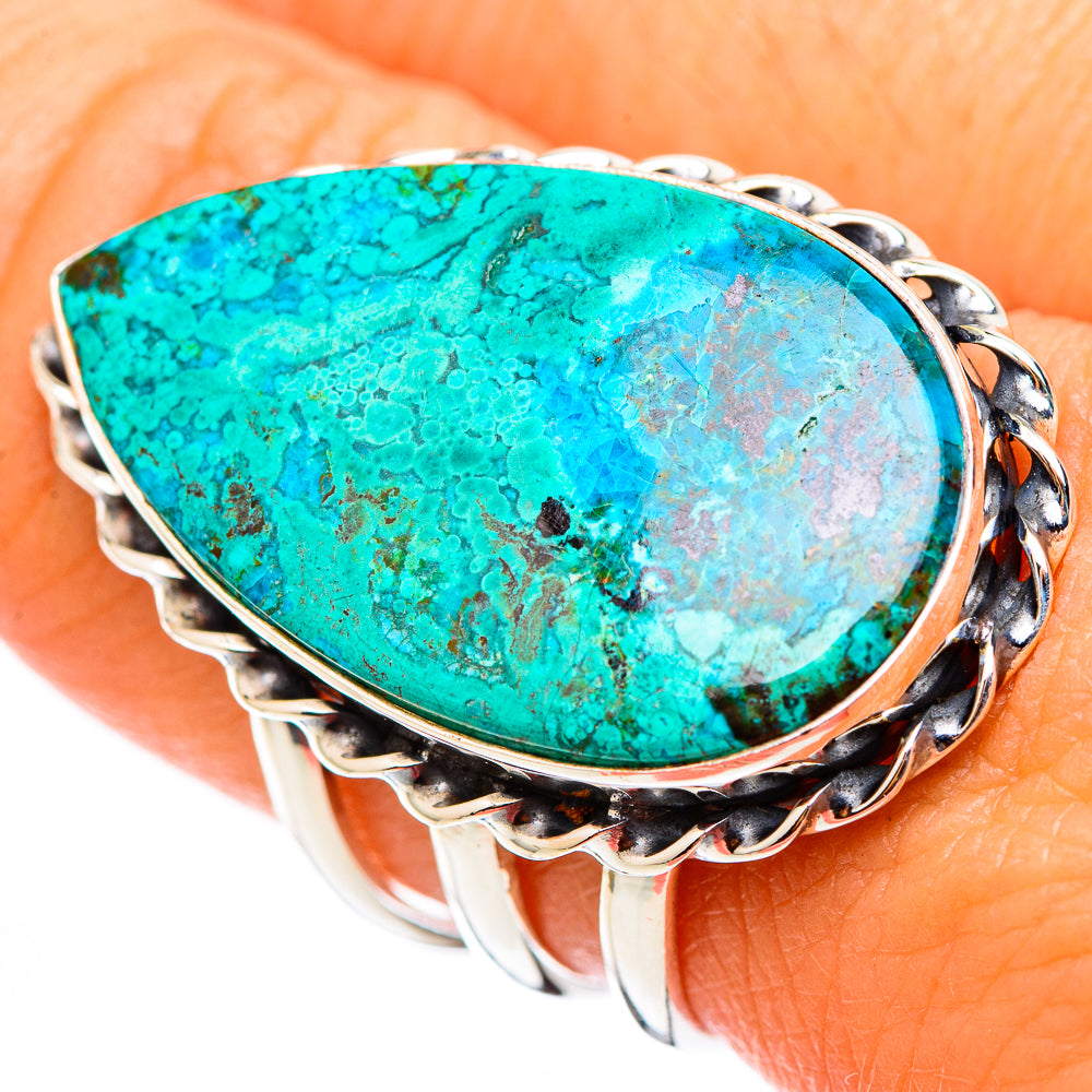Peruvian Chrysocolla Rings handcrafted by Anasilvercos - RING116375