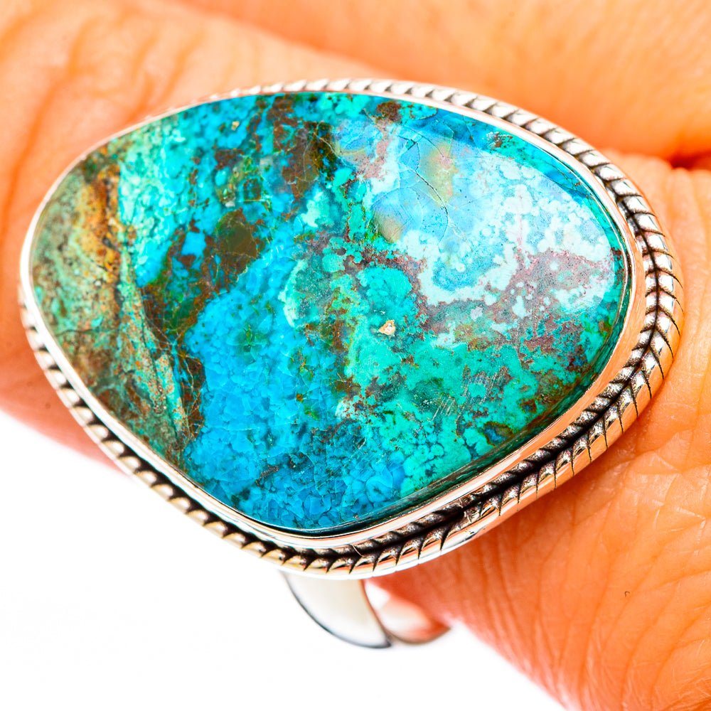 Peruvian Chrysocolla Rings handcrafted by Anasilvercos - RING116389