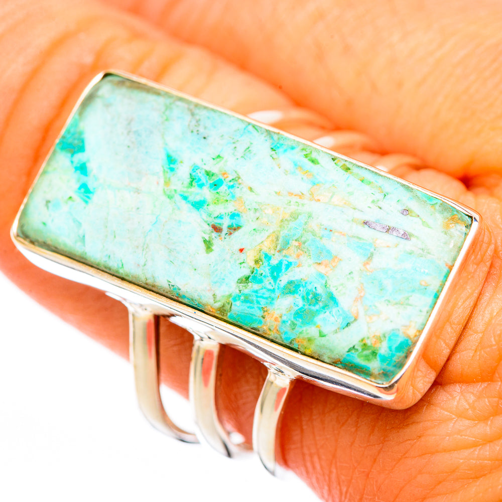 Peruvian Chrysocolla Rings handcrafted by Anasilvercos - RING116396