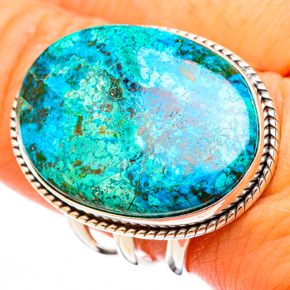 Peruvian Chrysocolla Rings handcrafted by Anasilvercos - RING116397