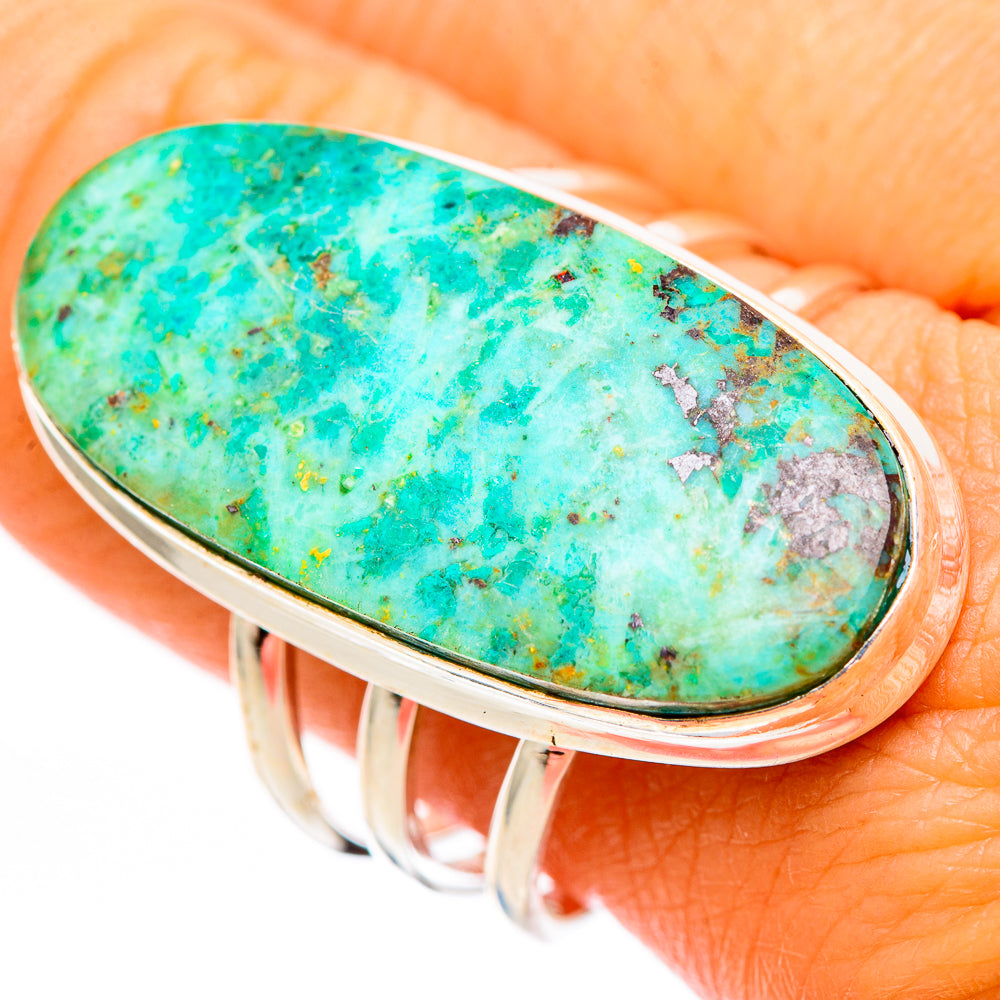 Peruvian Chrysocolla Rings handcrafted by Anasilvercos - RING116428