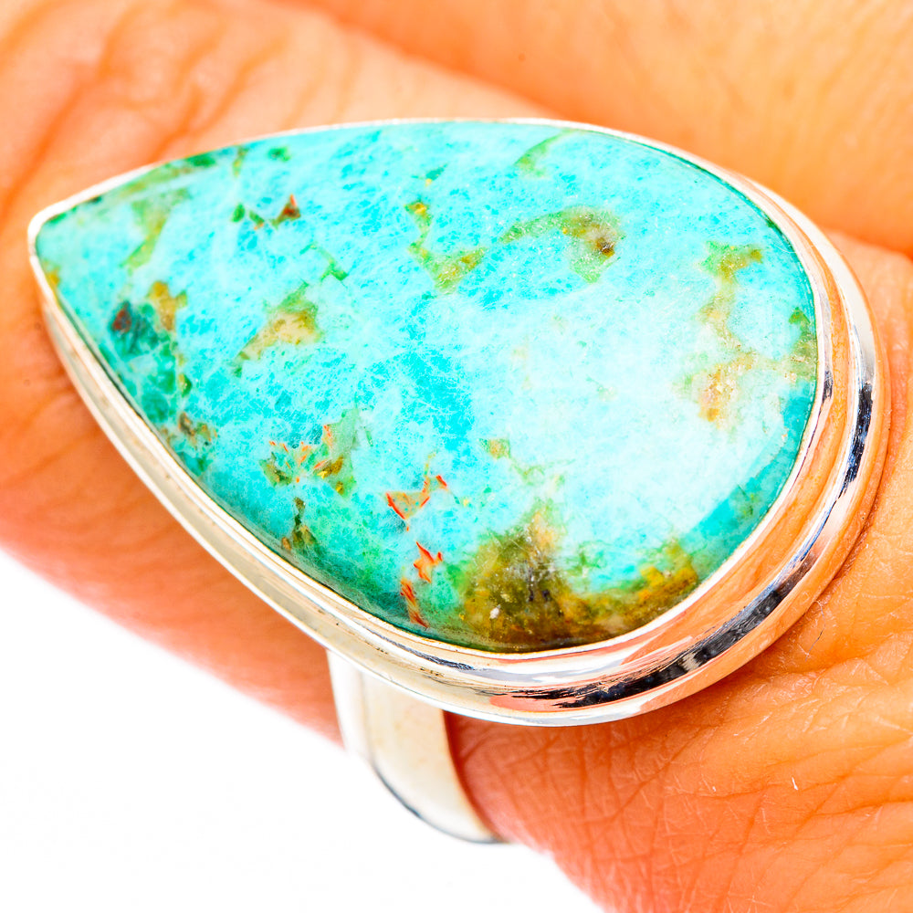 Peruvian Chrysocolla Rings handcrafted by Anasilvercos - RING116432