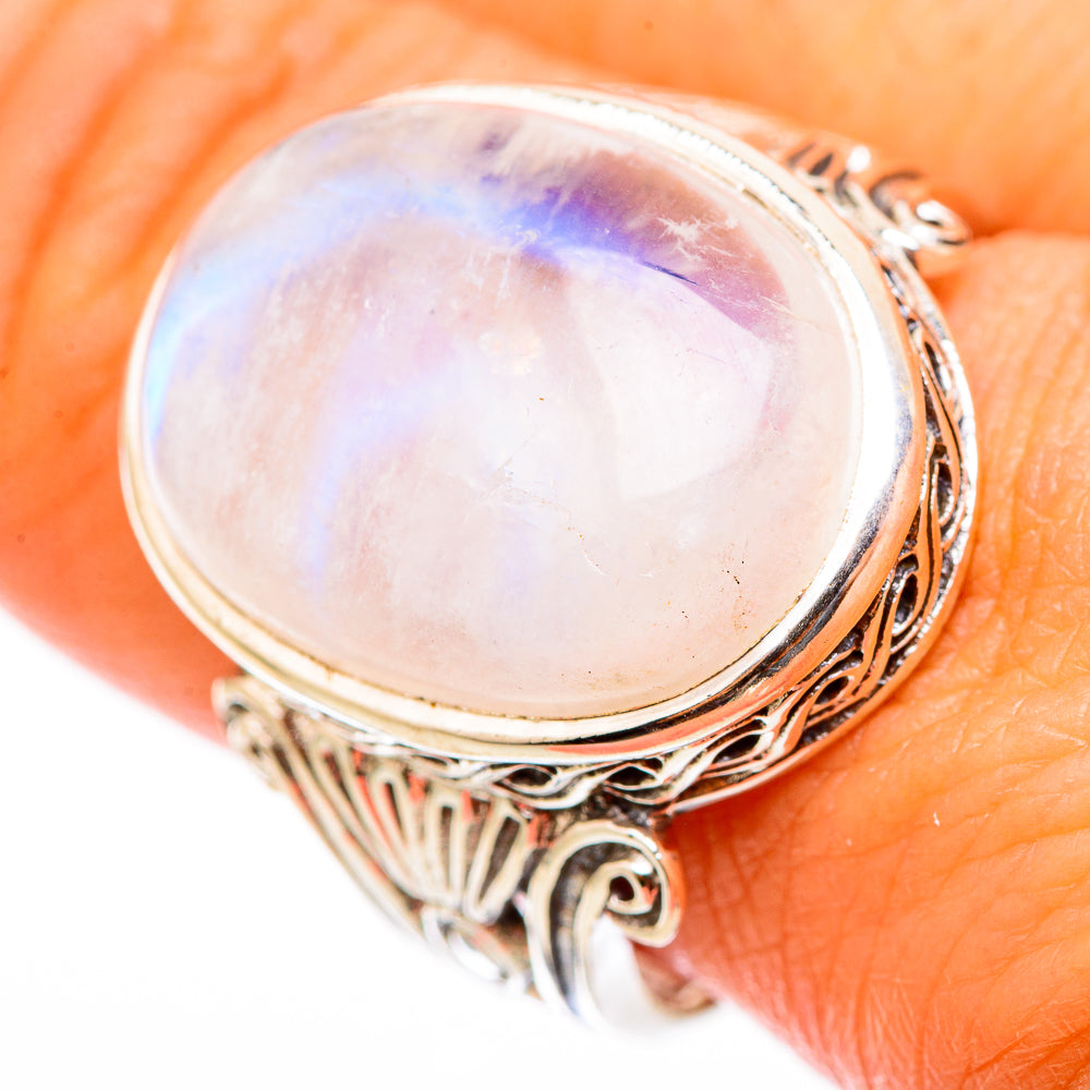 Rainbow Moonstone Rings handcrafted by Anasilvercos - RING116443