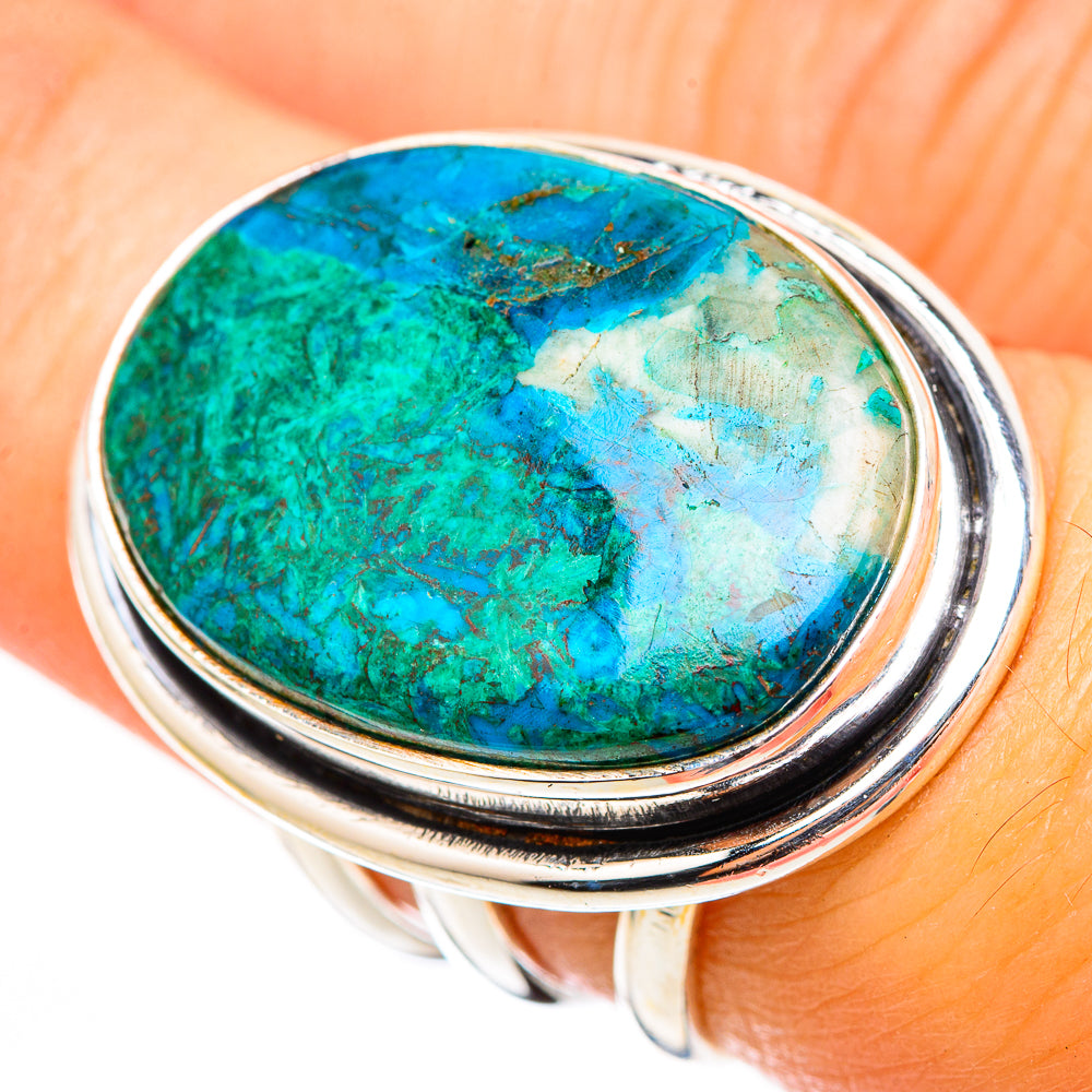 Peruvian Chrysocolla Rings handcrafted by Anasilvercos - RING116444