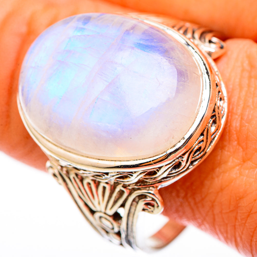 Rainbow Moonstone Rings handcrafted by Anasilvercos - RING116467