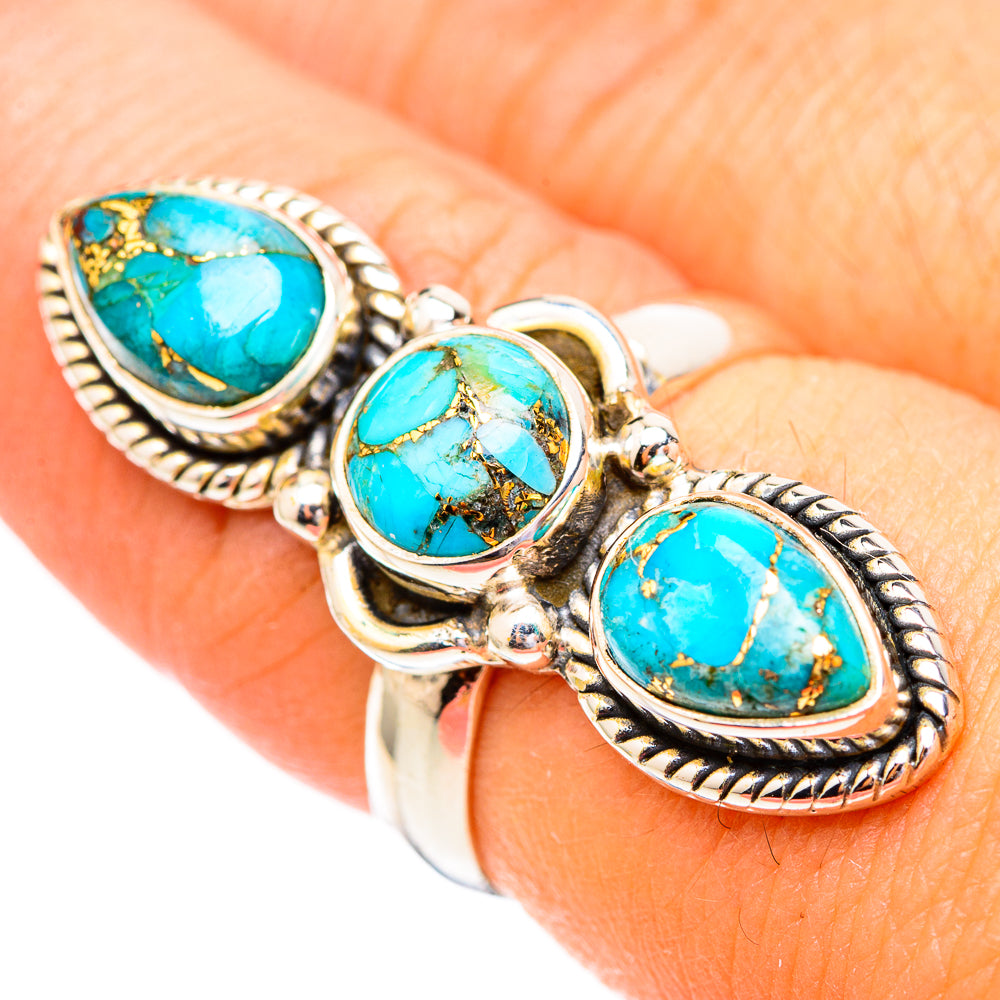 Blue Copper Composite Turquoise Rings handcrafted by Anasilvercos - RING116508