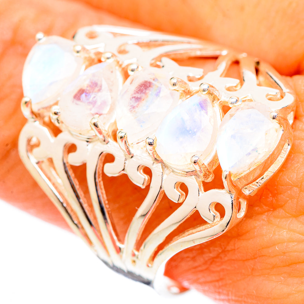 Rainbow Moonstone Rings handcrafted by Anasilvercos - RING116564