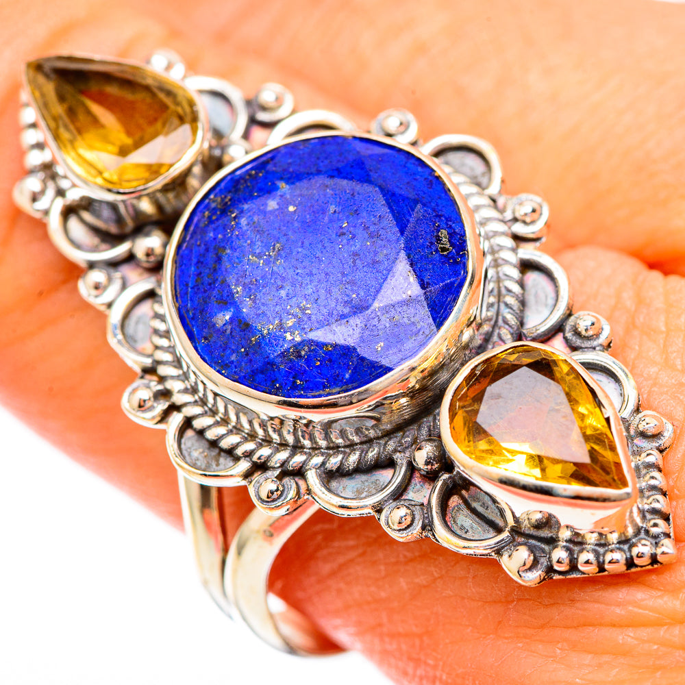 Lapis Lazuli, Citrine Rings handcrafted by Anasilvercos - RING116611