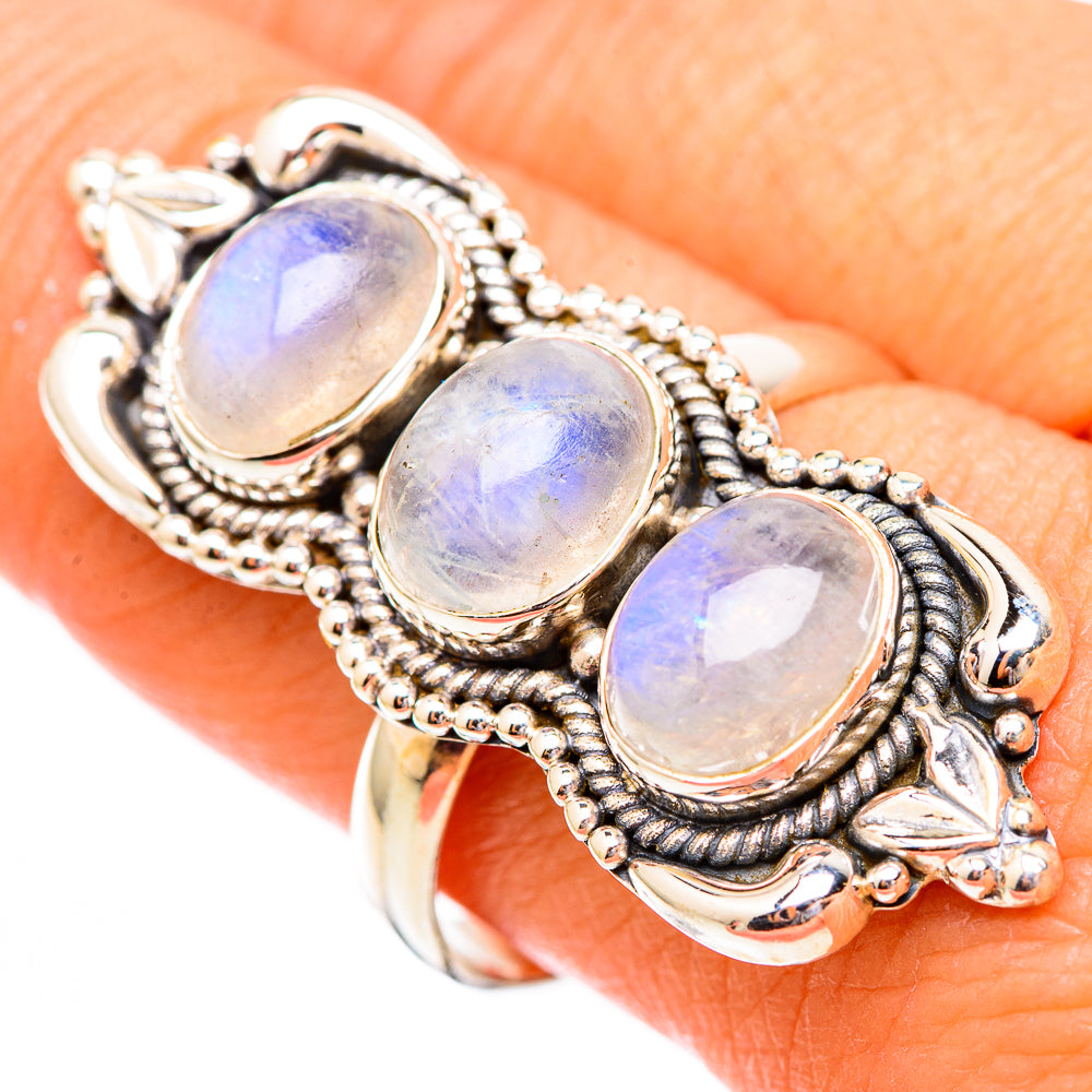 Rainbow Moonstone Rings handcrafted by Anasilvercos - RING116632