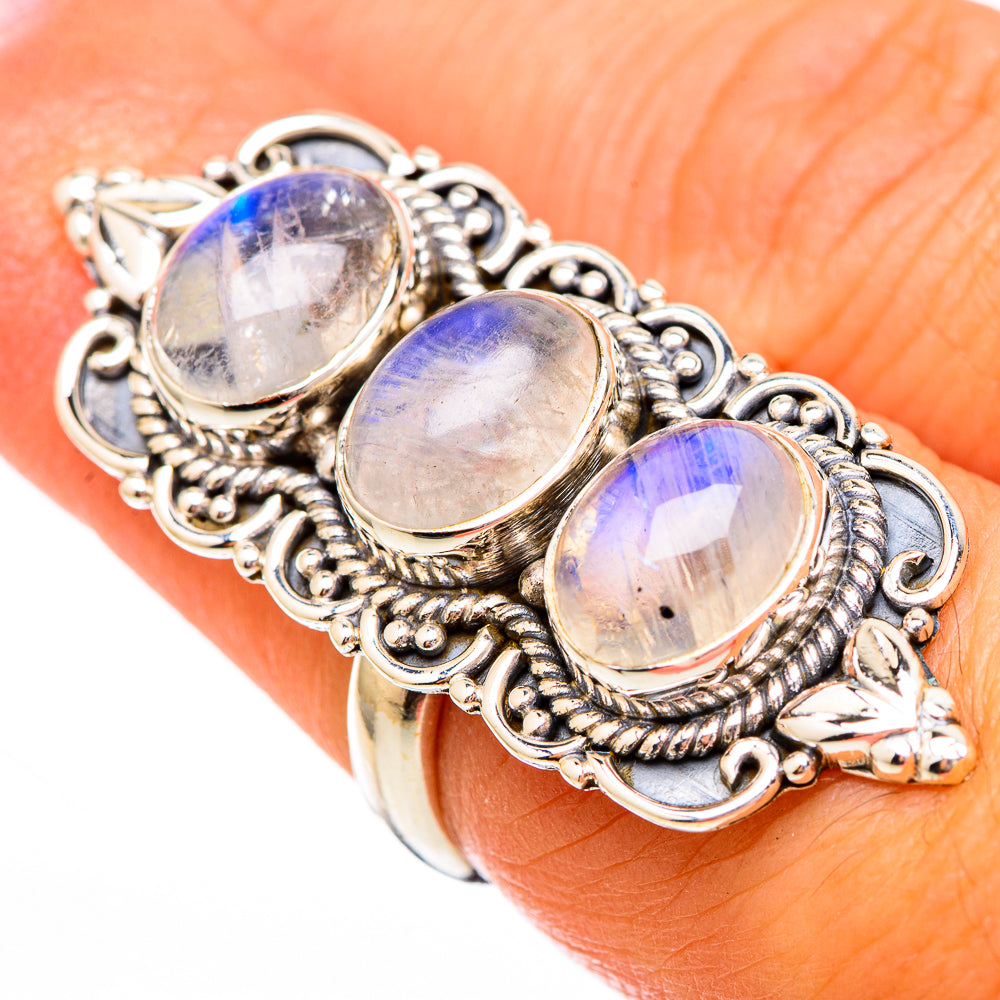 Rainbow Moonstone Rings handcrafted by Anasilvercos - RING116633