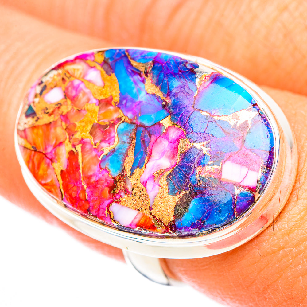 Kingman Pink Dahlia Turquoise Rings handcrafted by Anasilvercos - RING116637