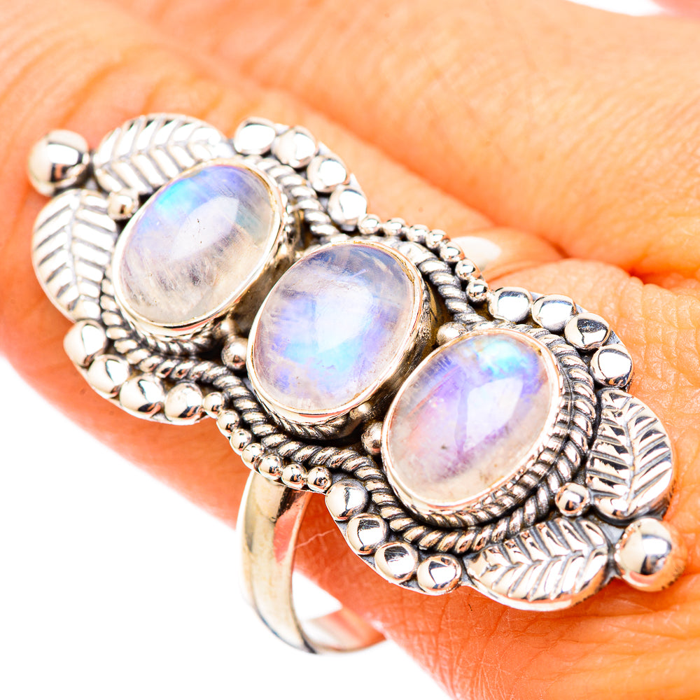Rainbow Moonstone Rings handcrafted by Anasilvercos - RING116666