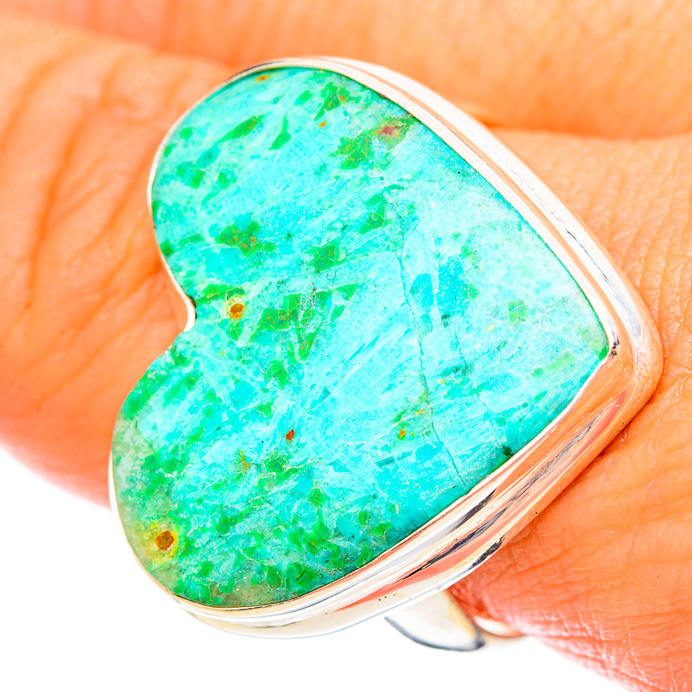 Peruvian Chrysocolla Rings handcrafted by Anasilvercos - RING116714