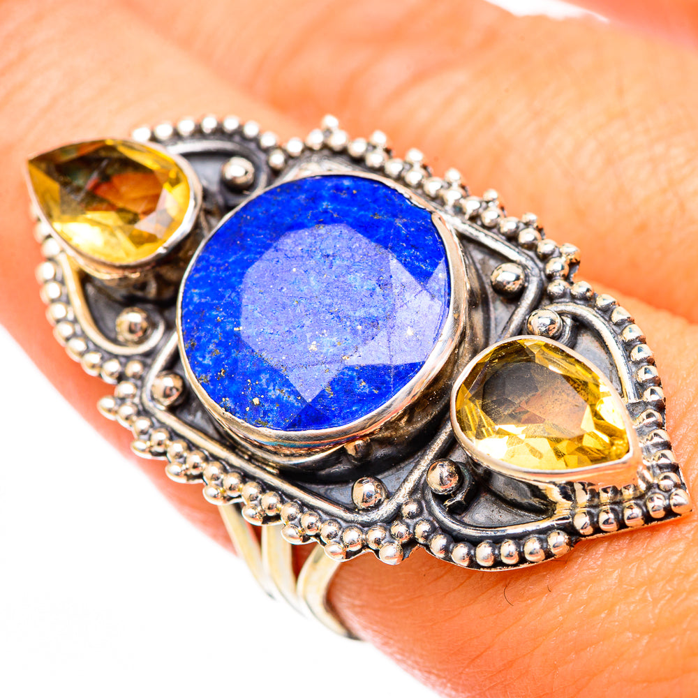 Lapis Lazuli, Citrine Rings handcrafted by Anasilvercos - RING116719