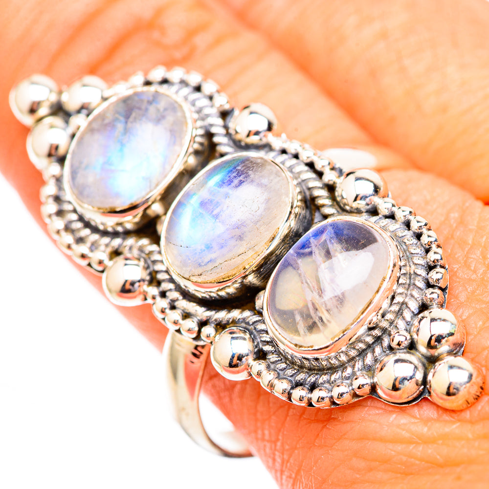 Rainbow Moonstone Rings handcrafted by Anasilvercos - RING116728