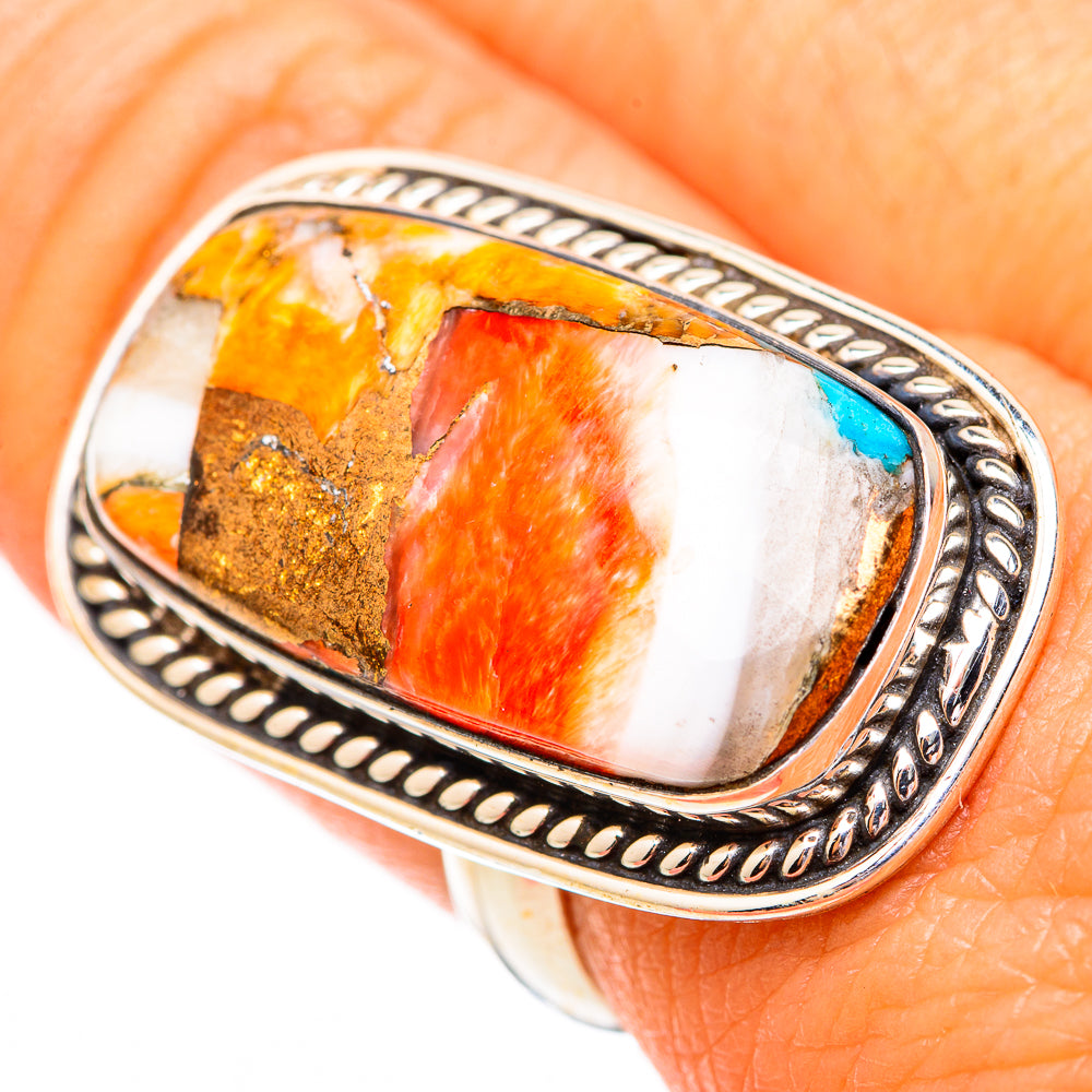 Kingman Pink Dahlia Turquoise Rings handcrafted by Anasilvercos - RING116751