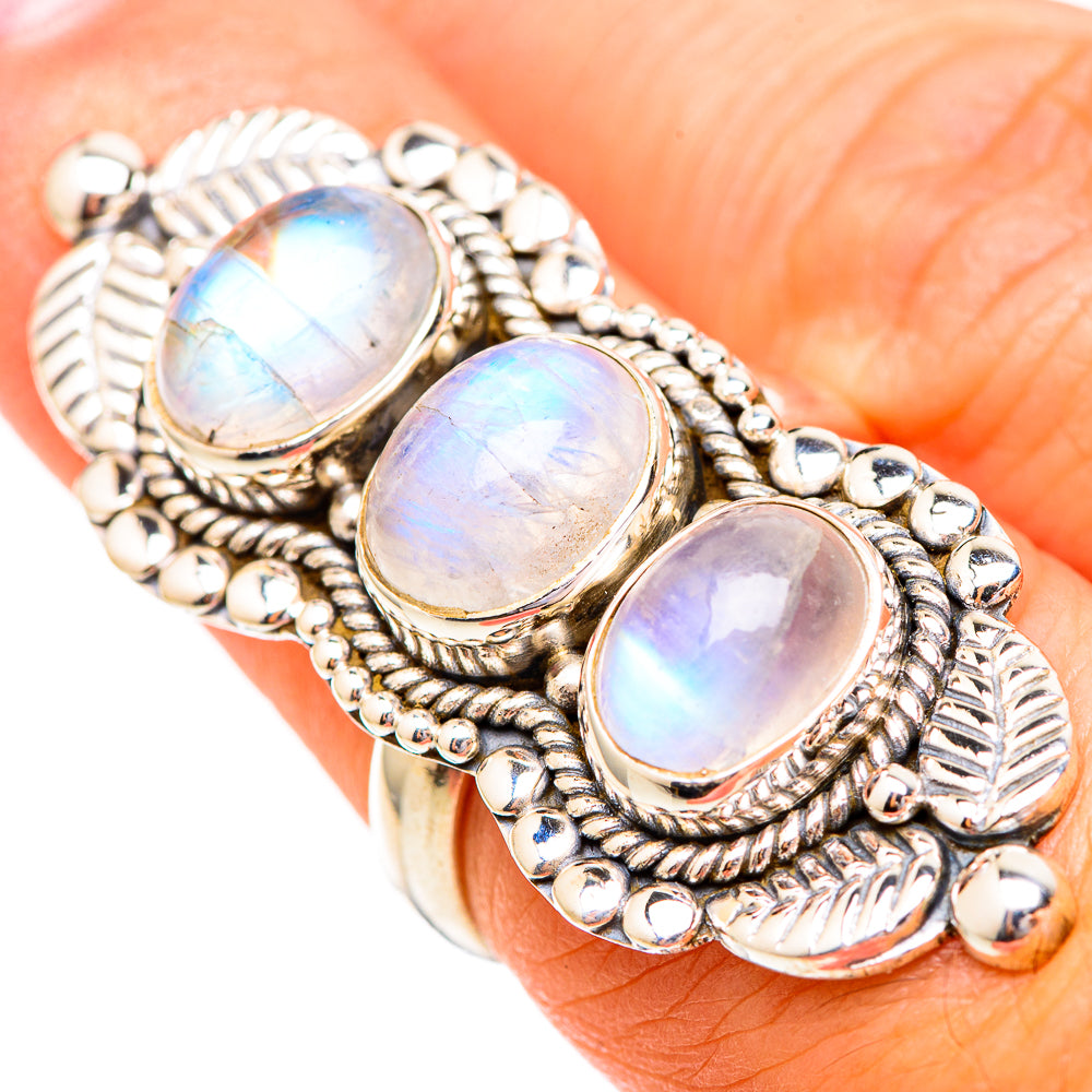 Rainbow Moonstone Rings handcrafted by Anasilvercos - RING116757