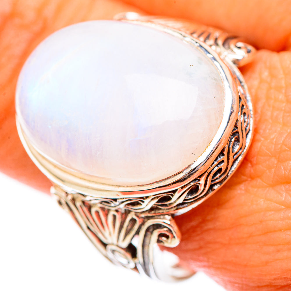 Rainbow Moonstone Rings handcrafted by Anasilvercos - RING116758