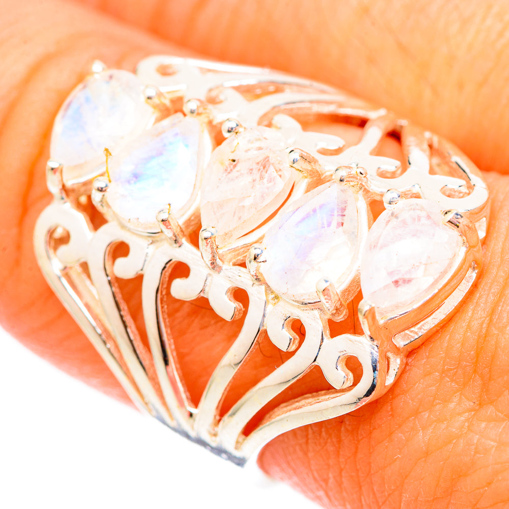 Rainbow Moonstone Rings handcrafted by Anasilvercos - RING116831