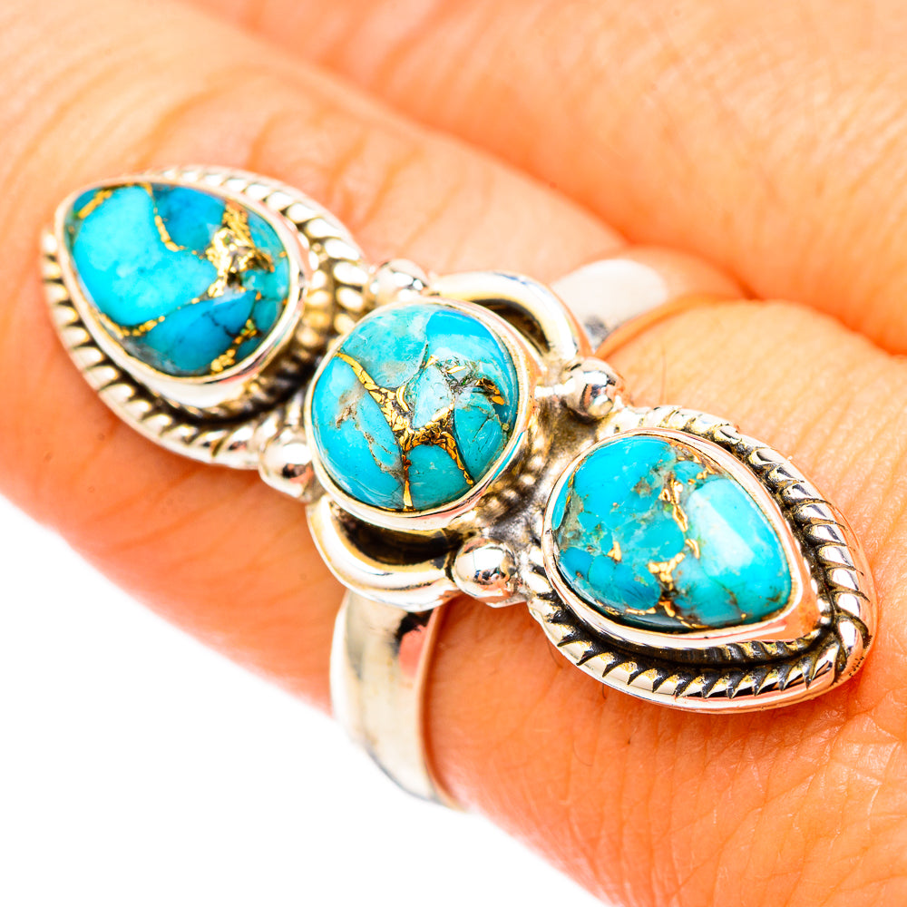 Blue Copper Composite Turquoise Rings handcrafted by Anasilvercos - RING116908