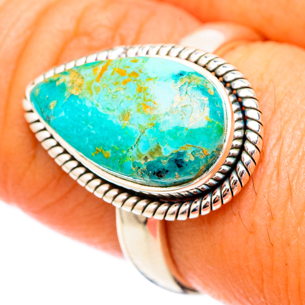 Peruvian Chrysocolla Rings handcrafted by Anasilvercos - RING116911