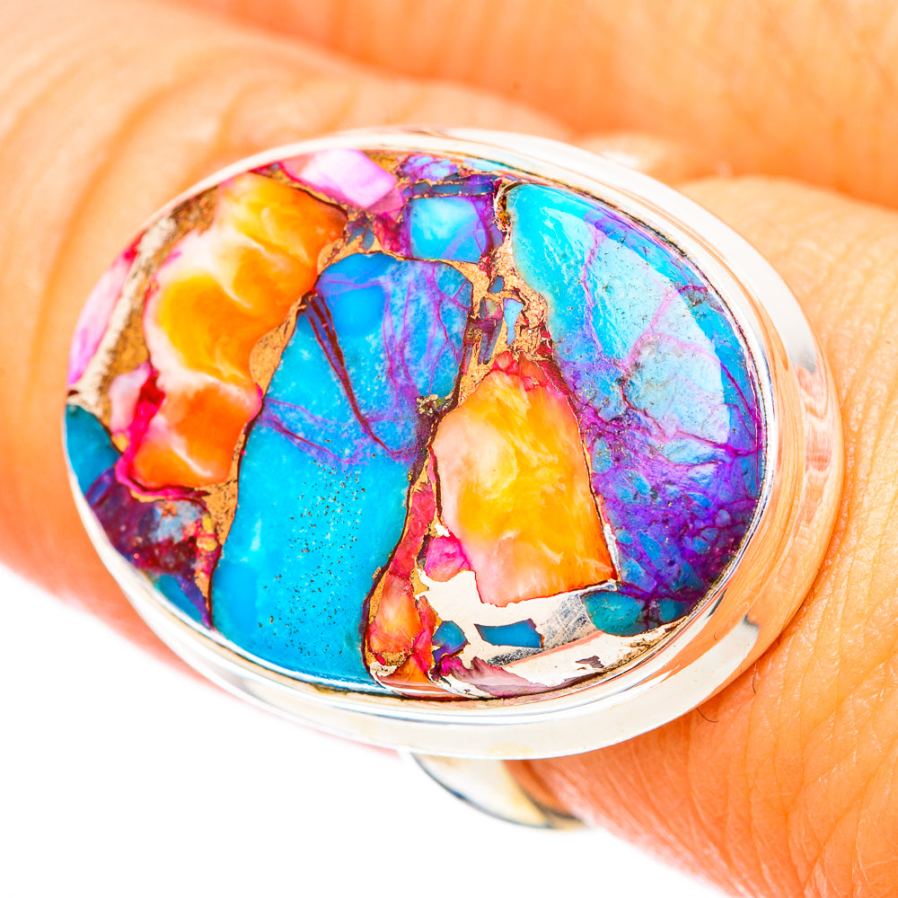 Kingman Pink Dahlia Turquoise Rings handcrafted by Anasilvercos - RING116938