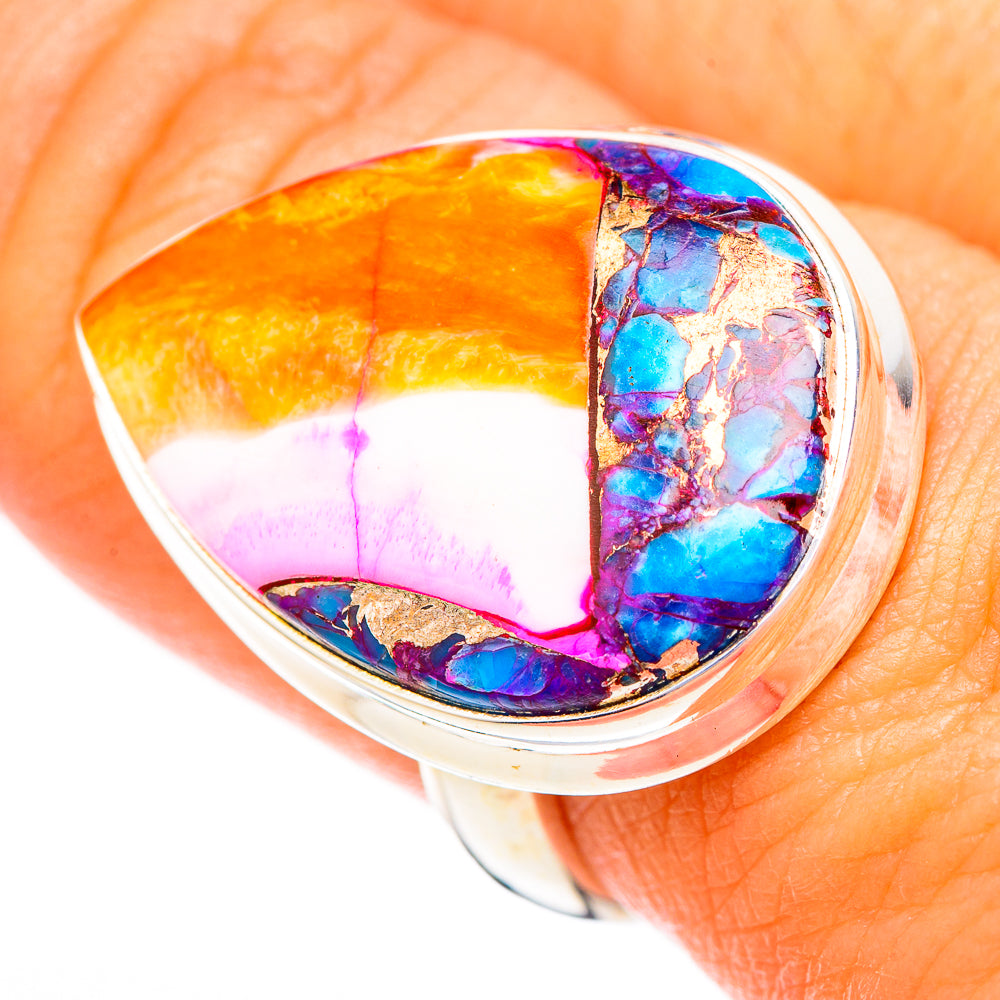 Kingman Pink Dahlia Turquoise Rings handcrafted by Anasilvercos - RING116970
