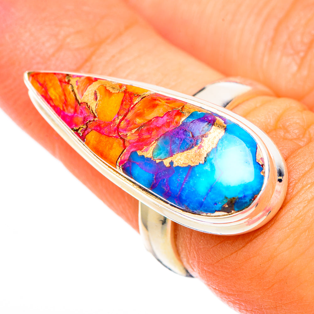 Kingman Pink Dahlia Turquoise Rings handcrafted by Anasilvercos - RING116971