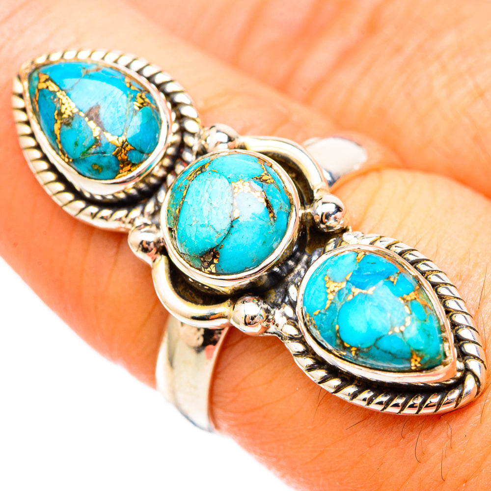 Blue Copper Composite Turquoise Rings handcrafted by Anasilvercos - RING116975